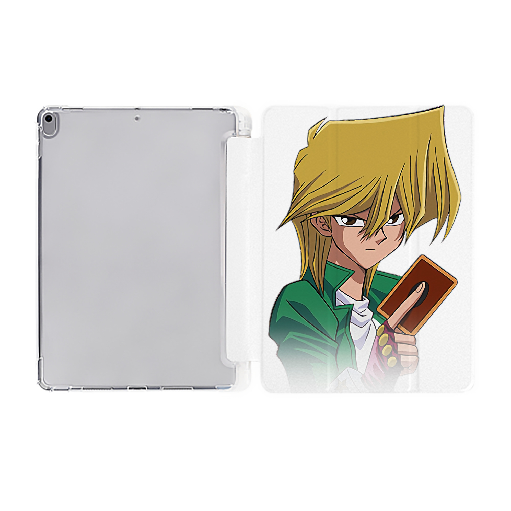 （画像用） 遊☆戯☆王 Yu-Gi-Oh! IPad ケース ペン収納付き 三つ折りスタンド PUレザー×シリコン 対応機種9.5/10.5/10.9インチ